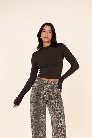 Basic top met turtleneck bruin - Jola