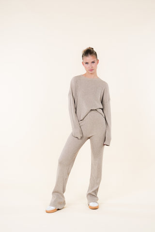 Comfy knit met ribstof beige - Indy