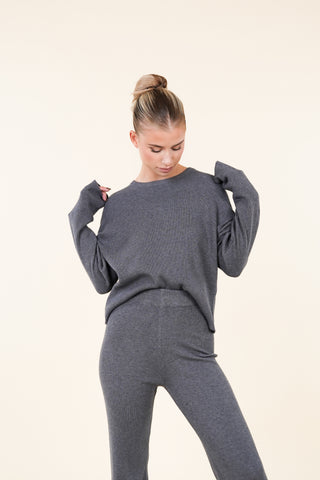 Comfy knit met ribstof grijs - Indy