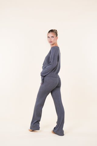 Comfy knit met ribstof grijs - Indy