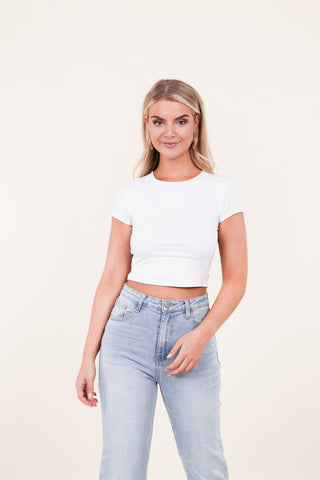 Crop top wit met korte mouwen - Leela