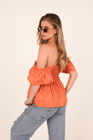 Oranje top met peplum - Chelsey