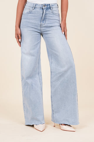 Wide leg jeans licht blauw - Pammy