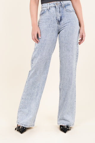 Straight leg jeans met druppel steentjes - Lotte