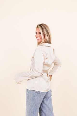 Dames blouse met strass beige - Aimee