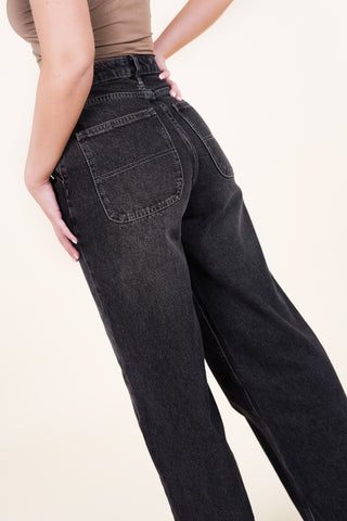 Wide leg jeans zwart - Lisa