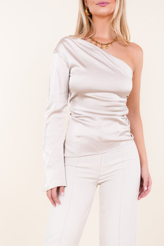 One shoulder top satin beige - Zani