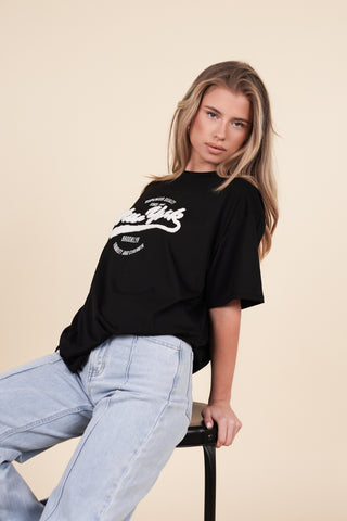 Oversized t-shirt zwart met print - Nala