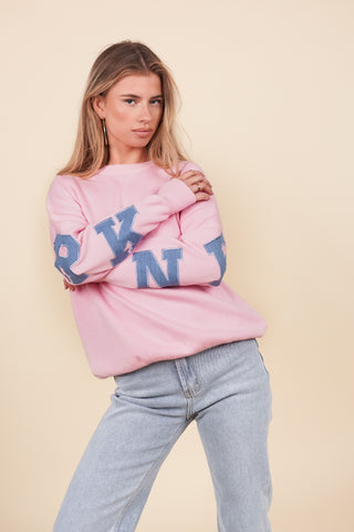 Sweater met print roze - New york