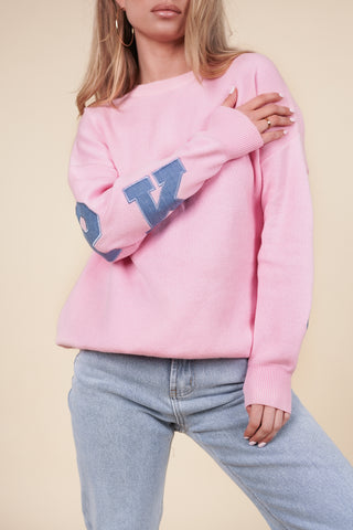 Sweater met print roze - New york