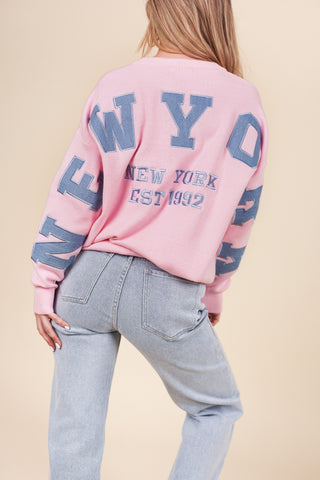 Sweater met print roze - New york