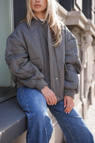 Puffer bomberjacket grijs - Pippa