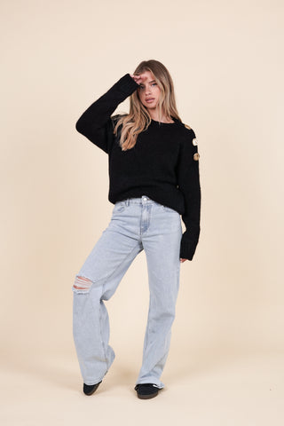 Wide leg jeans destroyed blauw - Cody