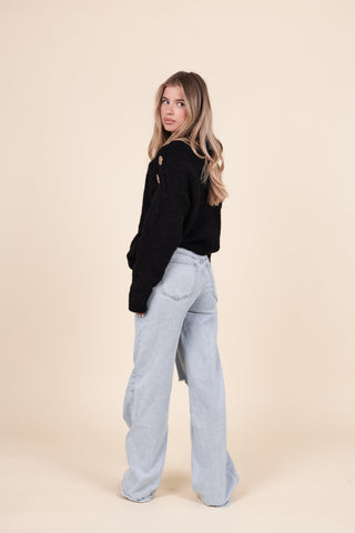 Wide leg jeans destroyed blauw - Cody