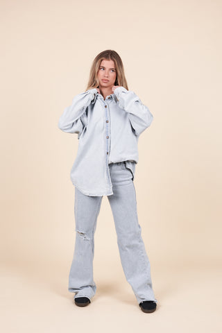 Denim oversized blouse blauw - Milou