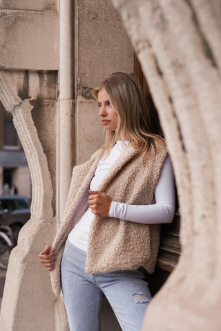 Teddy gilet beige - Nola