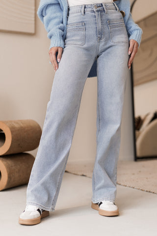 Straight leg jeans high waist blauw - Logan