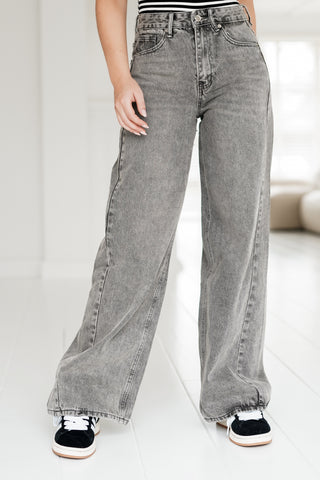 Wide leg jeans grijs - Liv