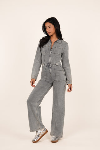 Denim jumpsuit acid wash blauw - Kimberly