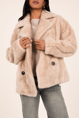 Faux fur jas beige - Roxy