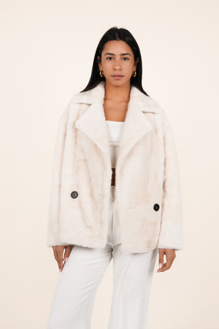 Faux fur jas off white - Roxy