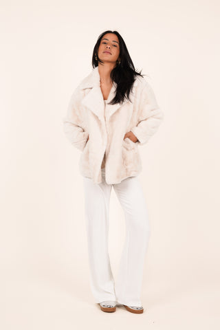 Faux fur jas off white - Roxy