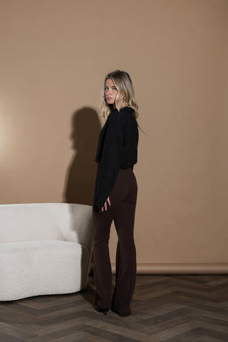 Flared pantalon met bies bruin - Poppy