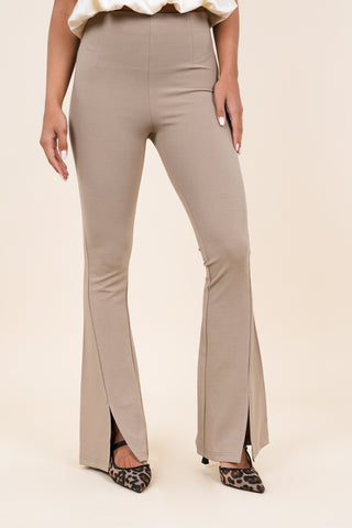 Flared pantalon met split taupe - Loue