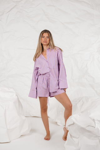 Gestreepte oversized blouse lila - Libby