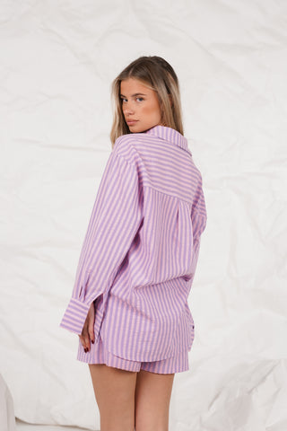 Gestreepte oversized blouse lila - Libby