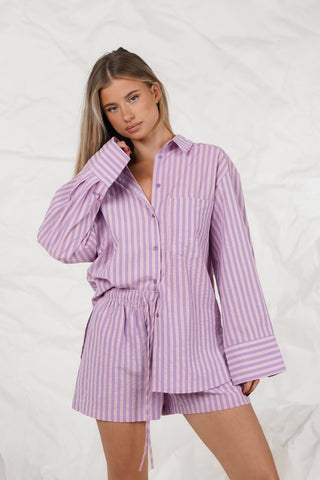 Gestreepte oversized blouse lila - Libby