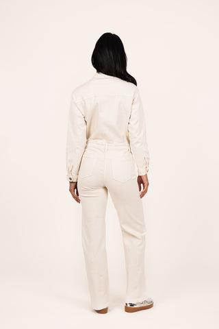 Jumpsuit denim met straight leg beige - Jenna