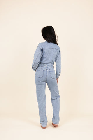 Jumpsuit denim met straight leg blauw - Jenna