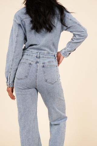 Jumpsuit denim met straight leg blauw - Jenna