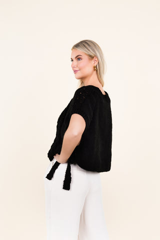 Knitted trui met strikdetails zwart - Sally