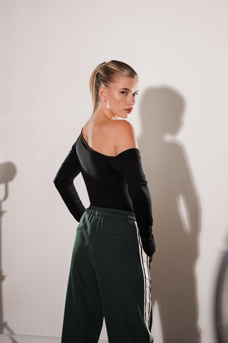 One shoulder top zwart - Veerle