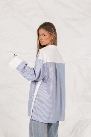 Oversized blouse gestreept blauw - Dewi