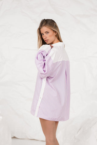 Oversized blouse gestreept roze - Dewi