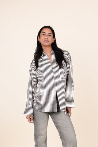 Oversized blouse met strepen zwart - Xavi