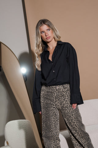 Oversized blouse zwart dames - Molly