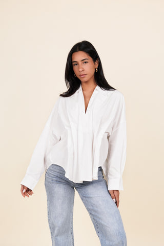 Oversized geplooide blouse wit - Jaimy