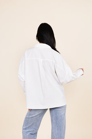 Oversized geplooide blouse wit - Jaimy