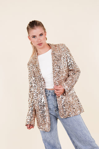 Oversized pailletten blazer goud - Gaya