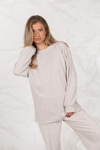 Oversized soft sweater licht grijs - Nona