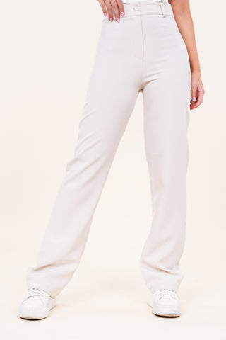 Pantalon beige met wide leg model - Anouk