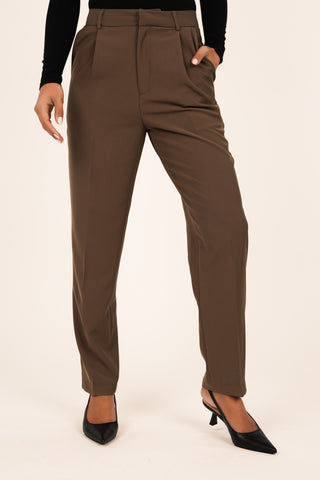 Pantalon dames getailleerd bruin - Jessie