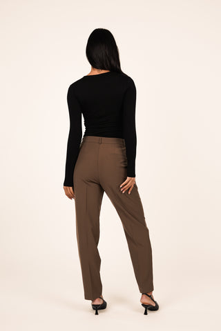 Pantalon dames getailleerd bruin - Jessie