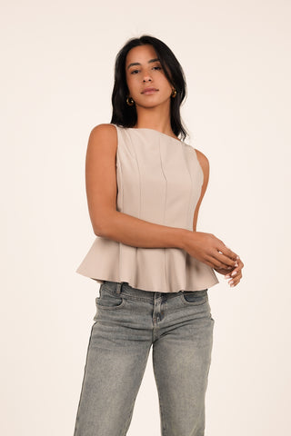 Peplum halter top beige - Lauren