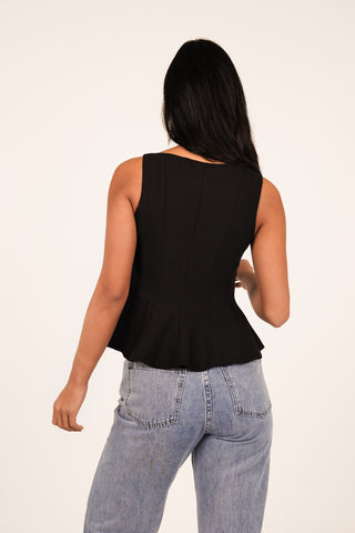 Peplum halter top zwart - Lauren