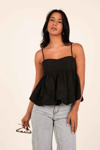 Peplum korset top zwart - Cassie